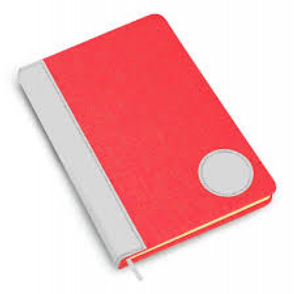 COLORED LINEN WITH PU ROUND PATCH A5 NOTEBOOK